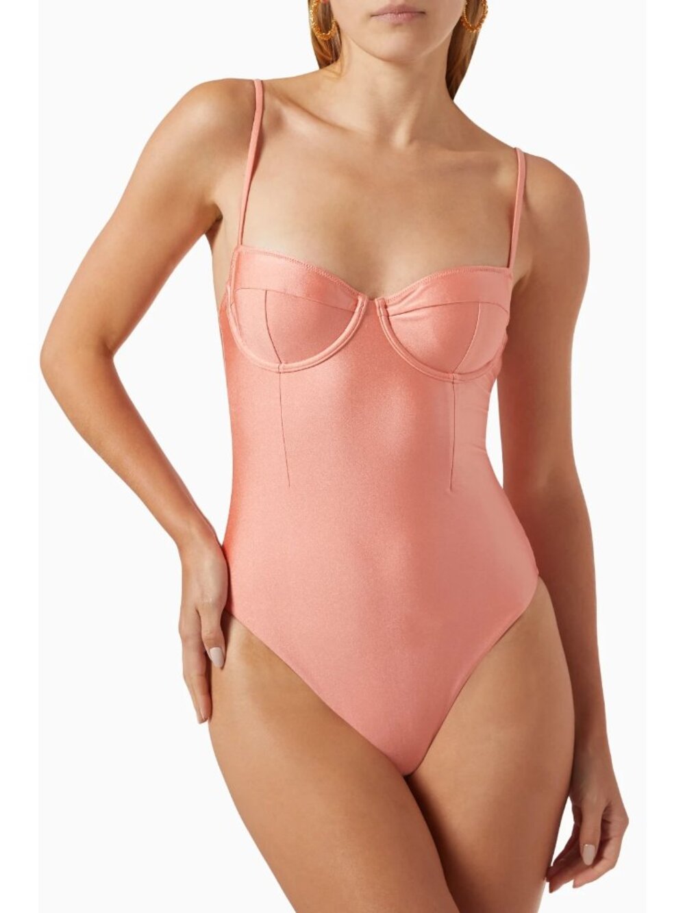 $265 Simkhai Fara Bustier Swimsuit Size XS Grapefruit Underwire One-Piece NWT